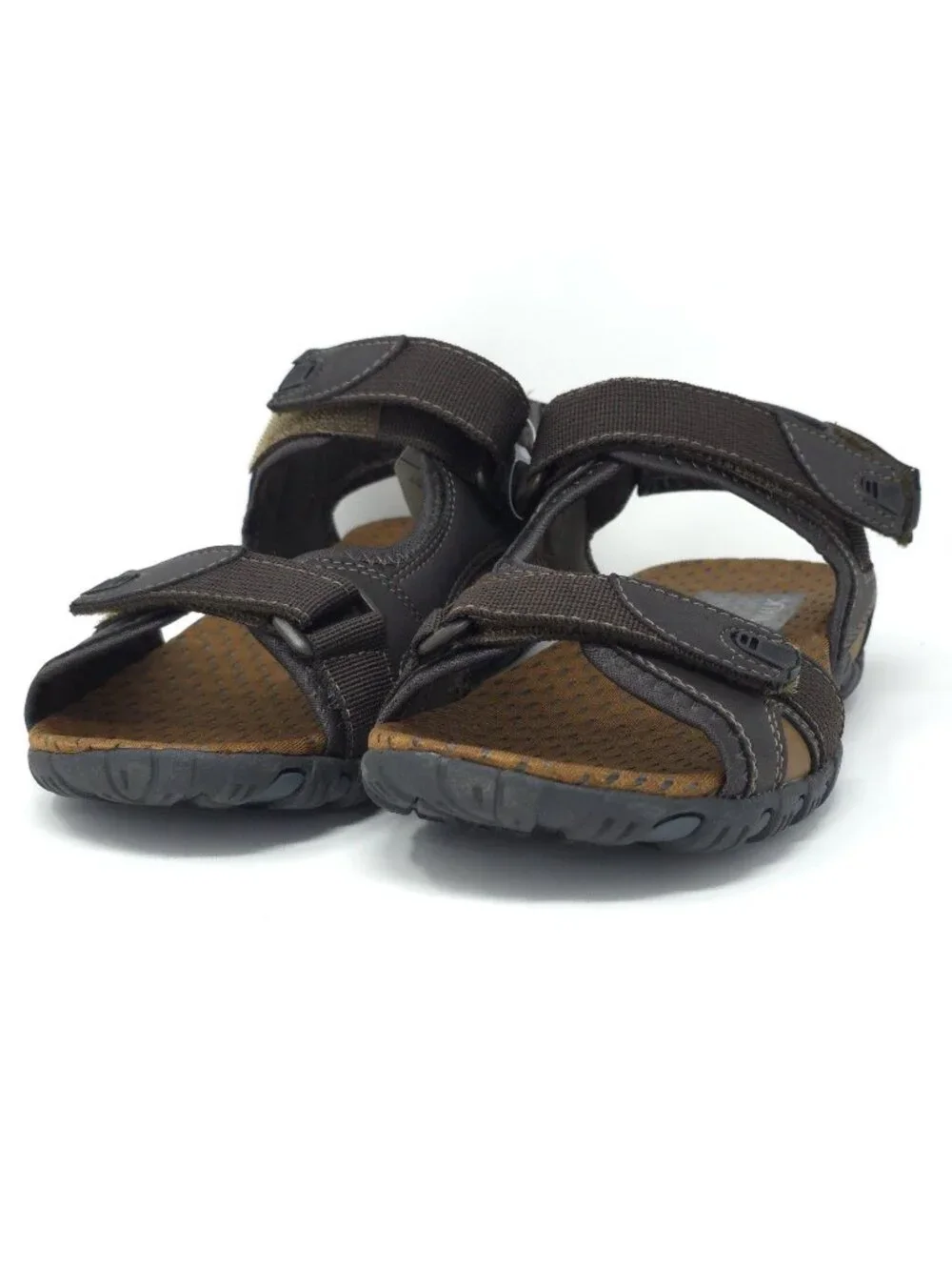 New Nunn Bush Rio Bravo Brown Leather Three-Strap Sandals Men’s 7M